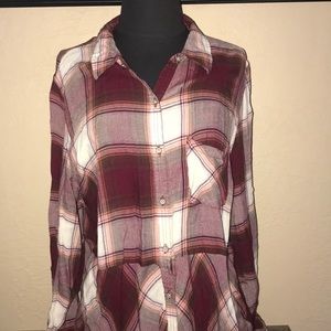 Maurice’s plaid shirt